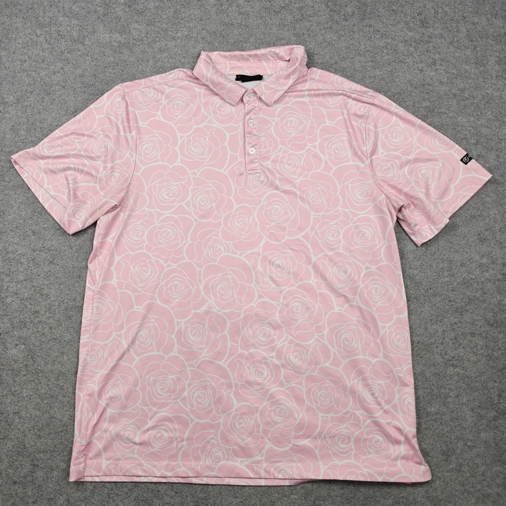 GreenSide Golf Polo Shirt Mens XL Pink Floral Print Stretch Performance Golf